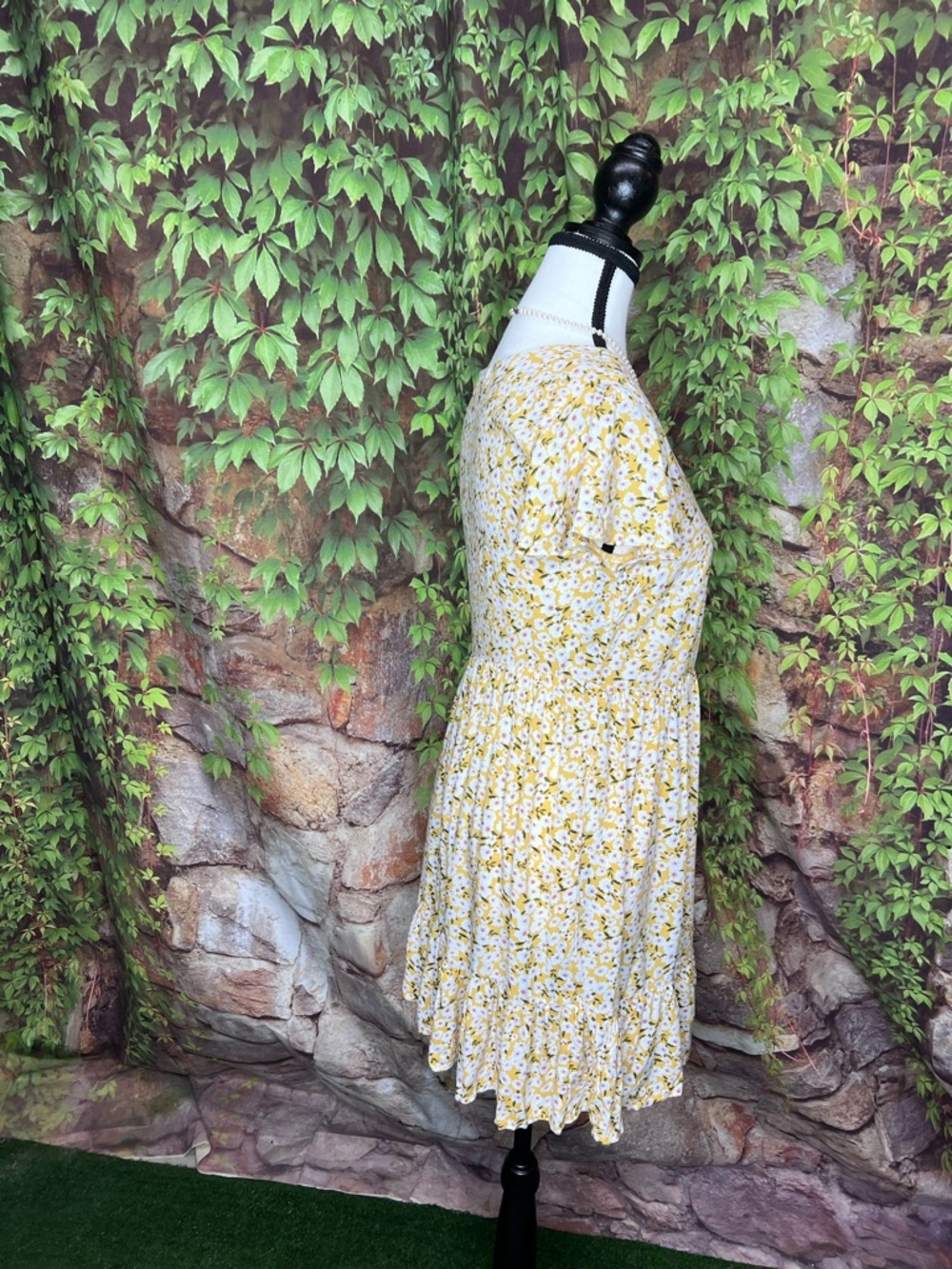 AEROPOSTALE Y2K Style Ditzy Yellow Floral Minidress, S - Picture 6 of 10